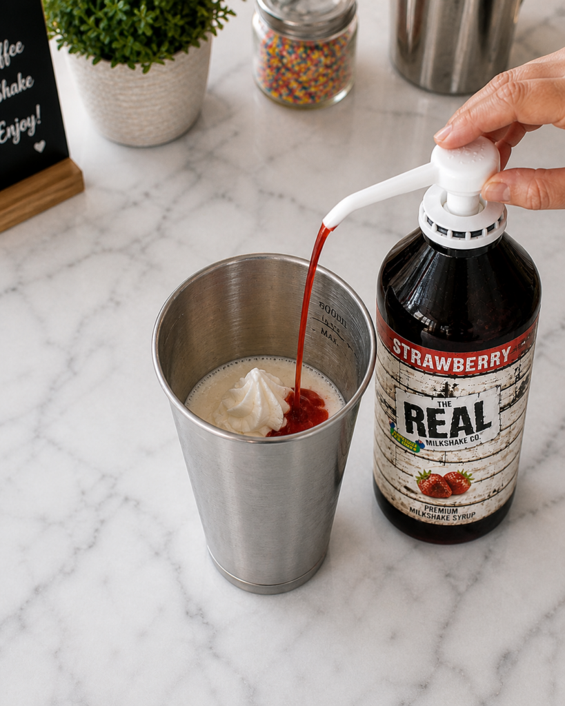 Add syrup to cup
