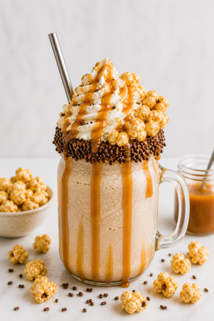 Salted caramel popcorn milkshake