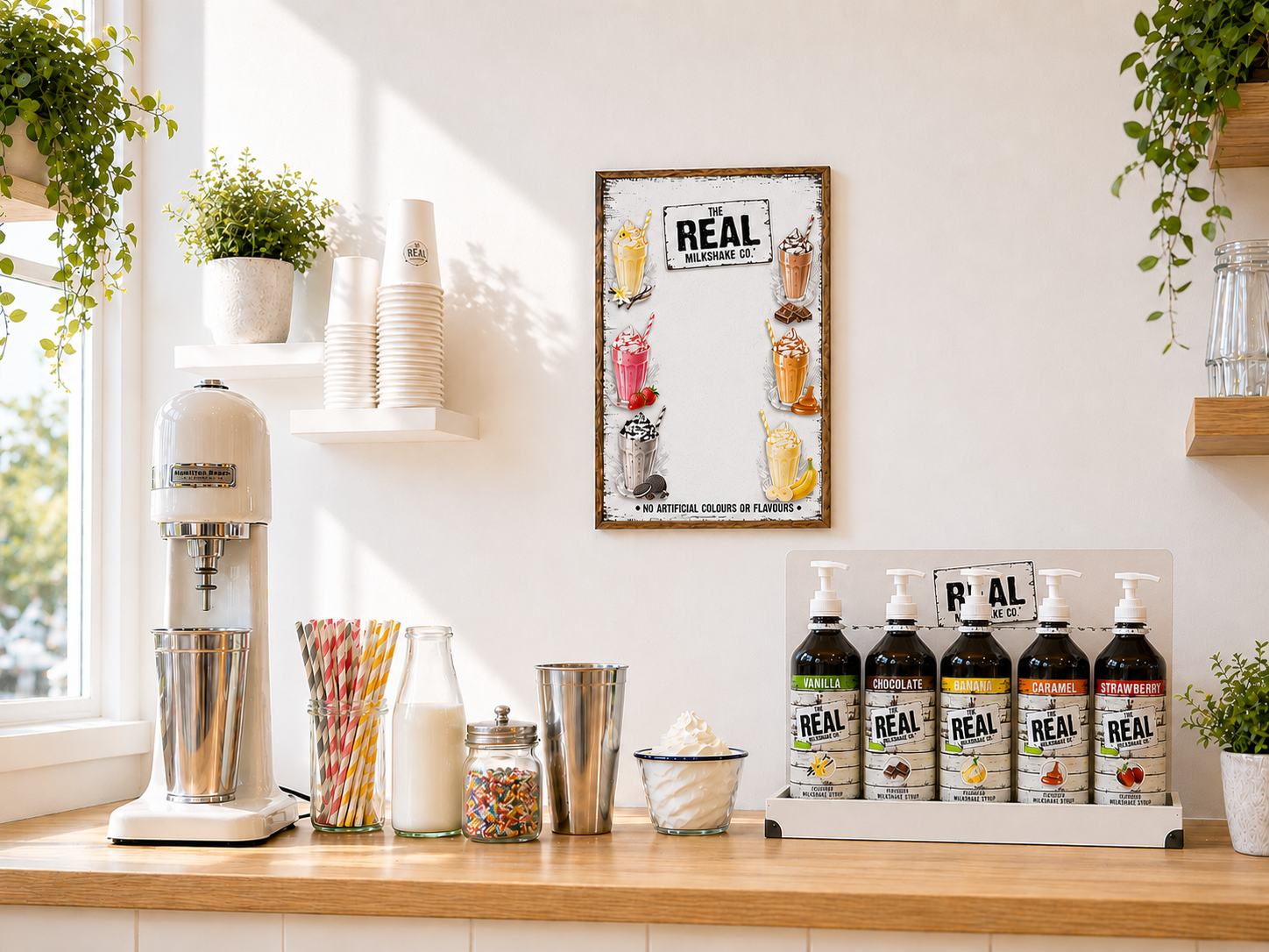 Milkshake starter pack cafe setting